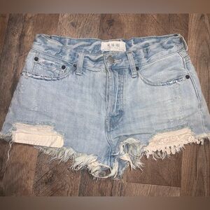 Free People We The Free denim lace distress shorts size 26 2